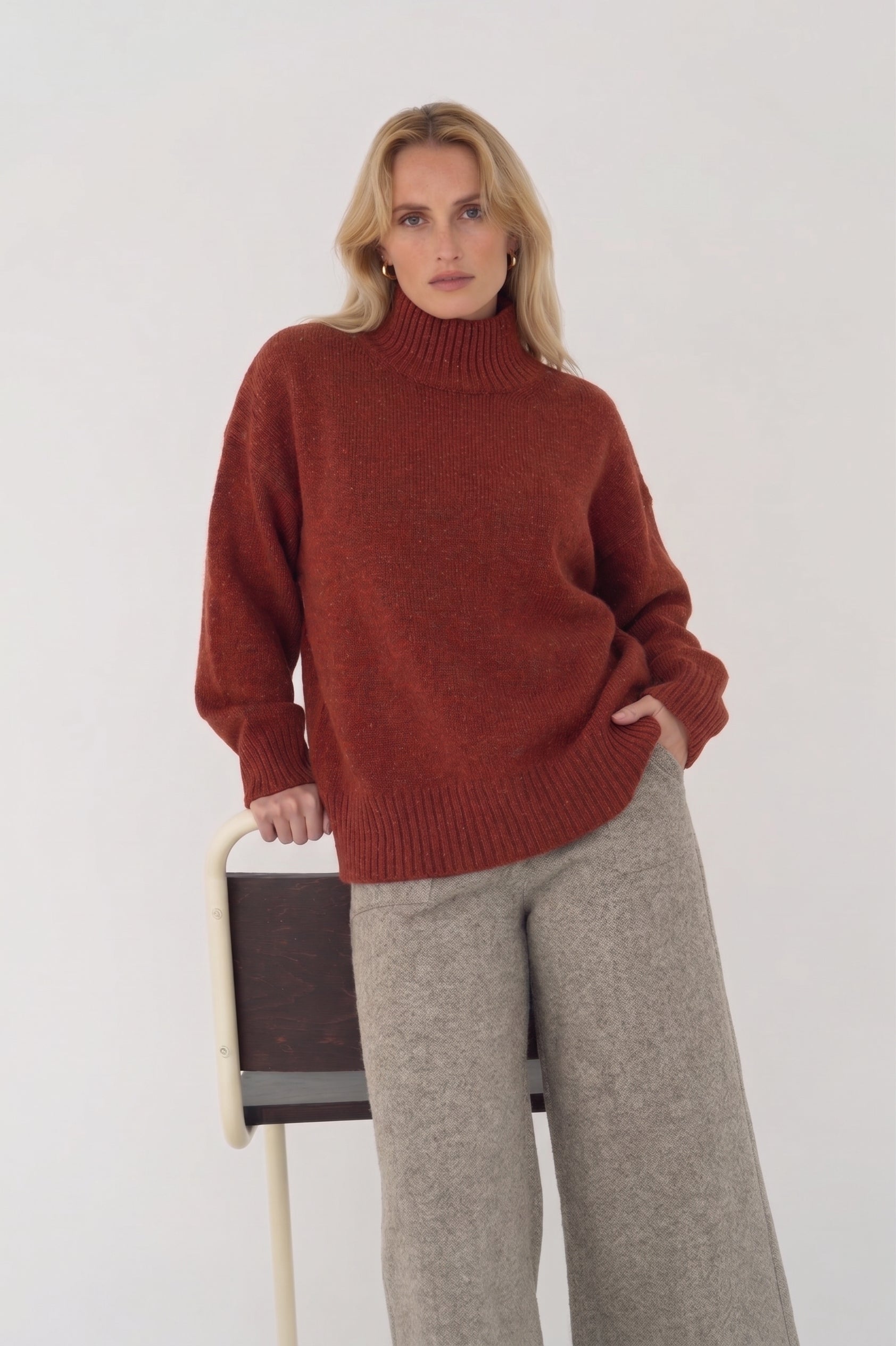 Emma Merino Neps Orange - Näz-Sustainable Fashion Made in Portugal