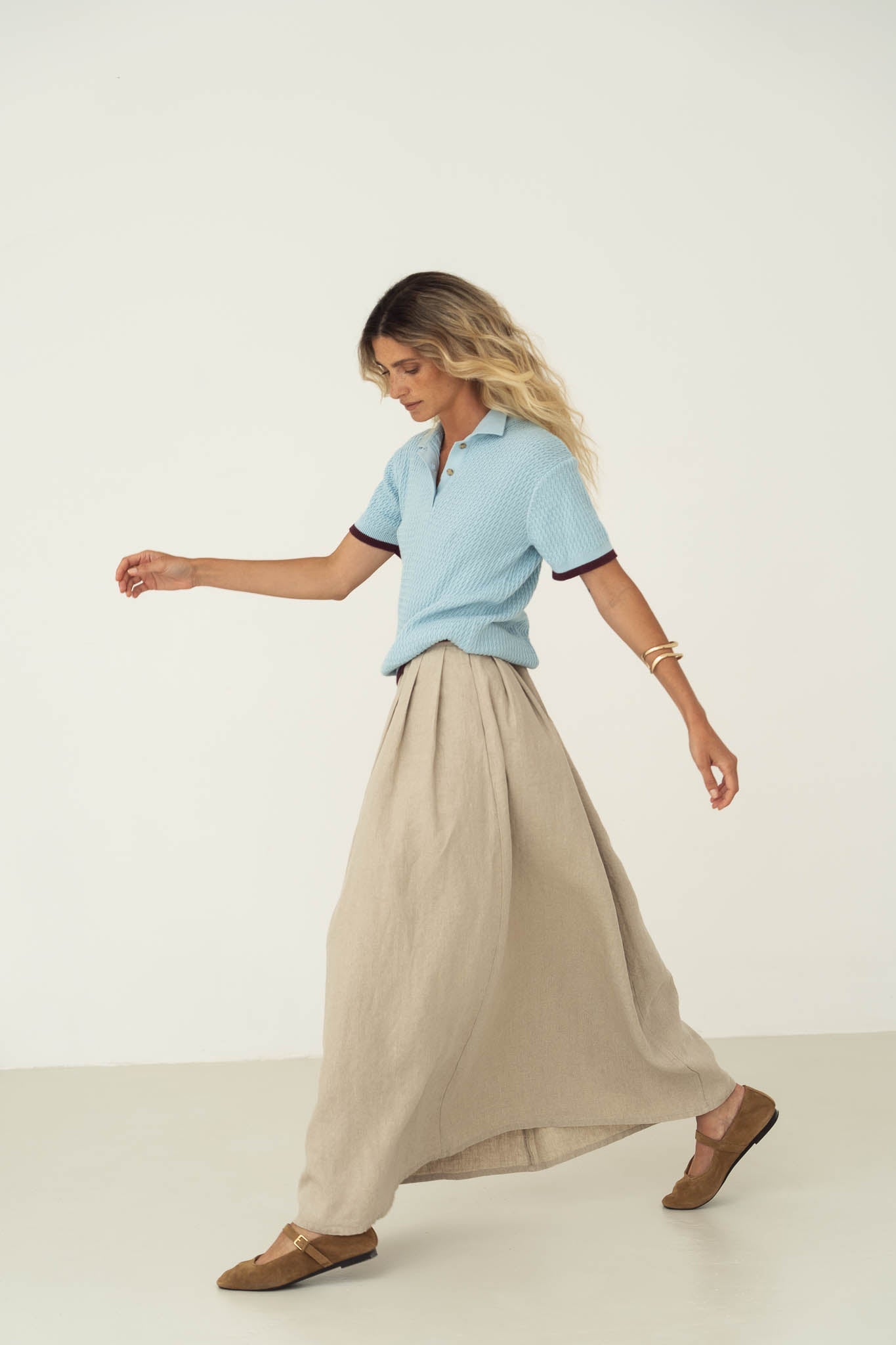 Freya Beige Linen Skirt - Näz - Sustainable Fashion Made in Portugal