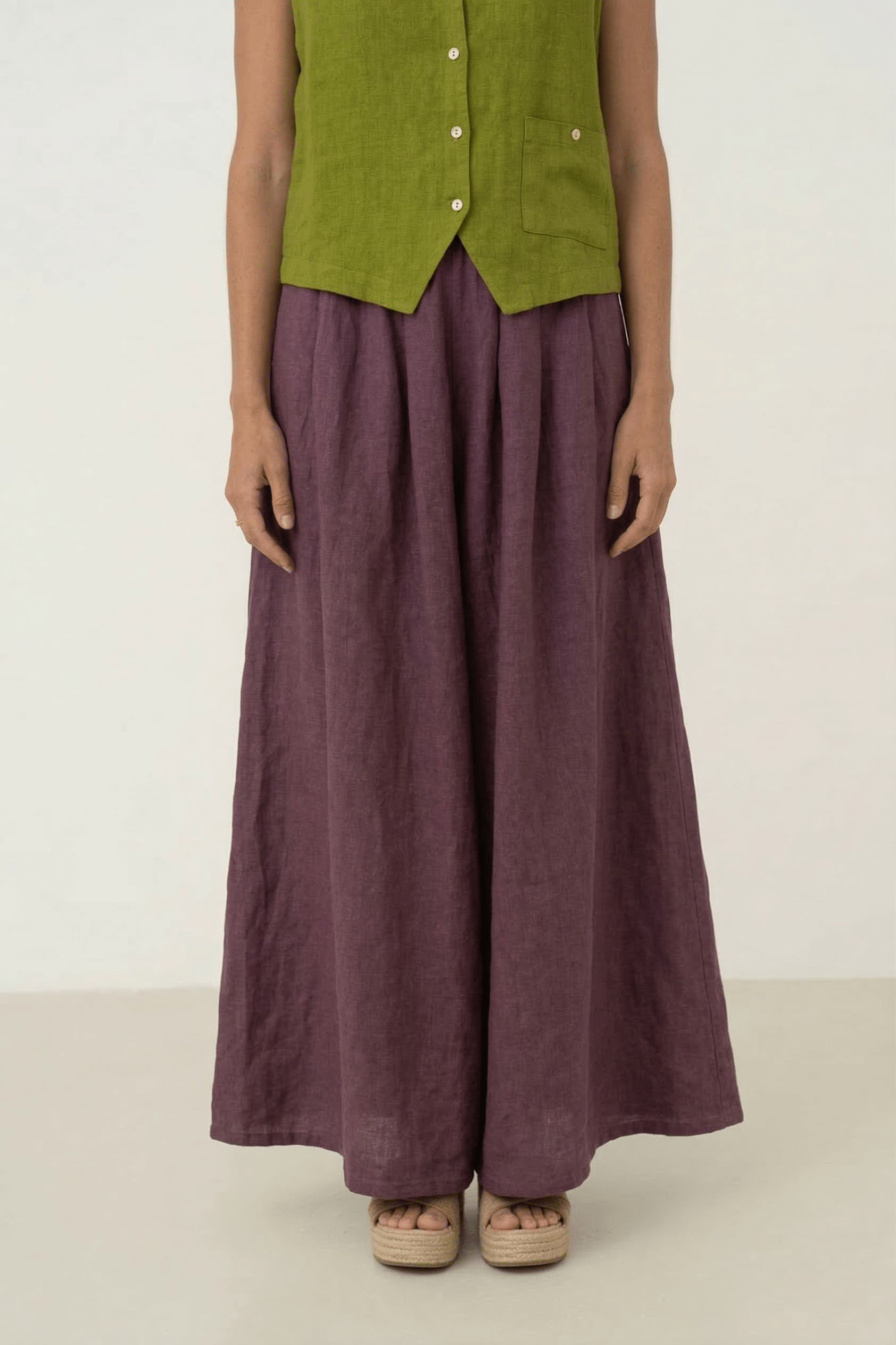 Freya Eggplant Linen Skirt - Näz - Sustainable Fashion Made in Portugal