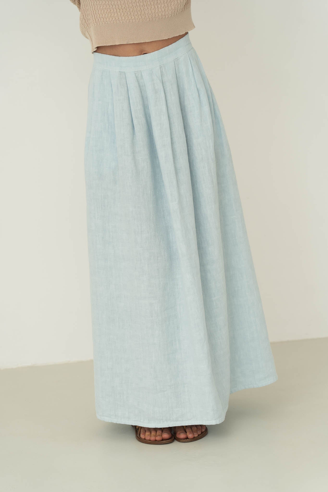 Freya Light Blue Linen Skirt - Näz - Sustainable Fashion Made in Portugal