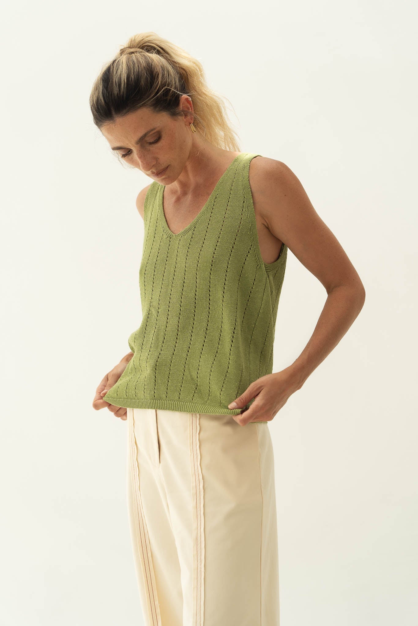 Jaya Green Linen Top - Näz - Sustainable Fashion Made in Portugal