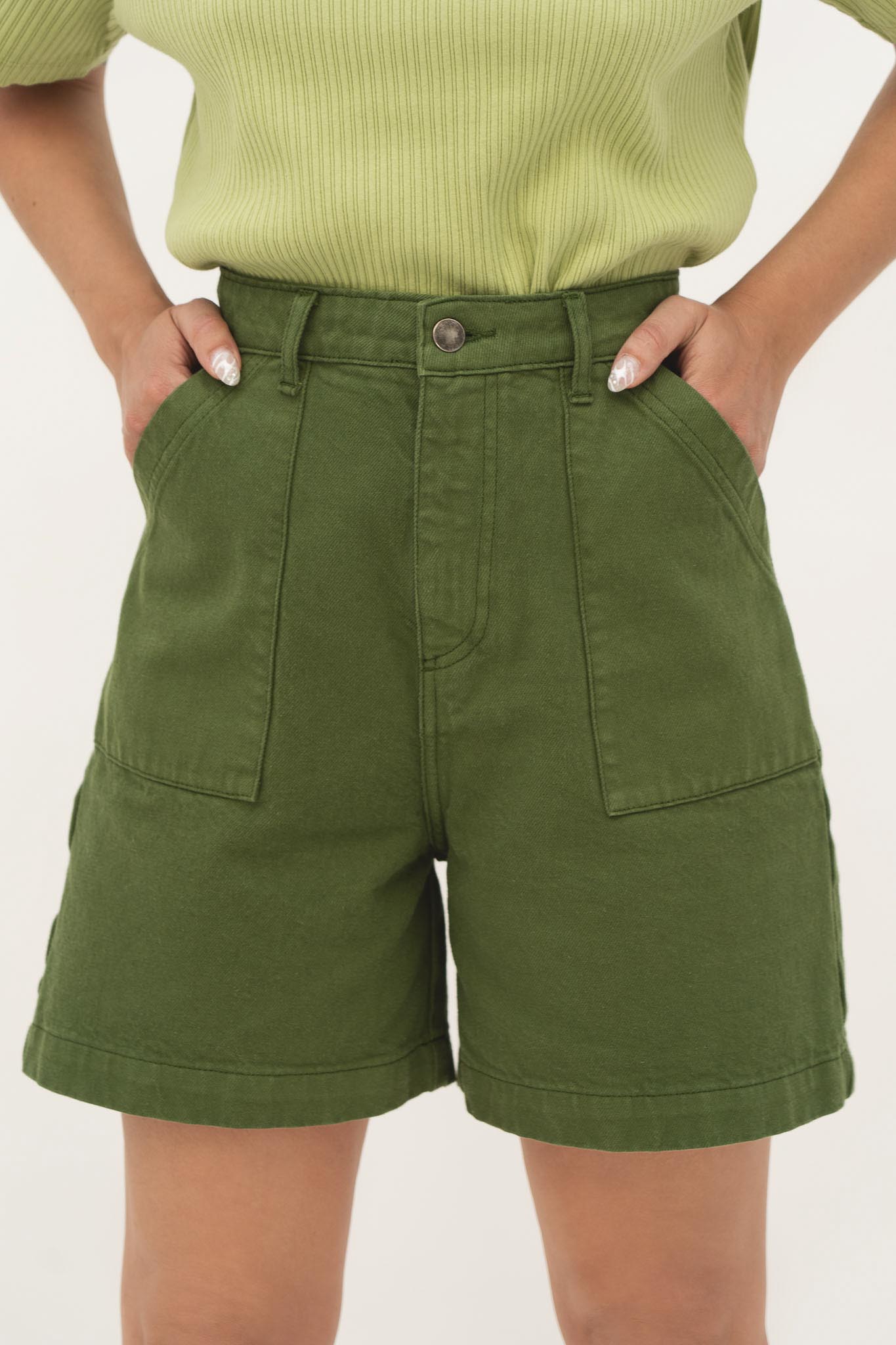Women's Sustainable Green High-Waist Shorts
