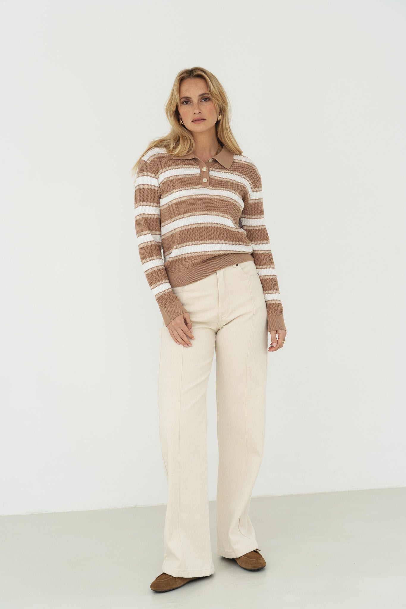 Leo Beige Cotton Polo - Näz-Sustainable Fashion Made in Portugal
