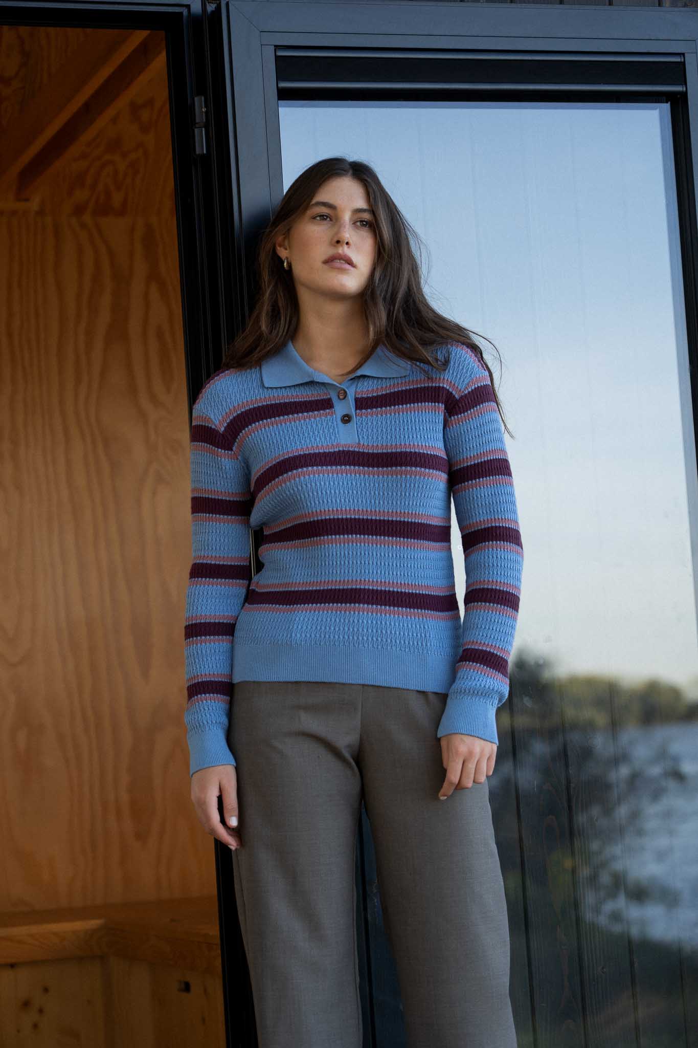 Leo Blue Cotton Polo - Näz-Sustainable Fashion Made in Portugal