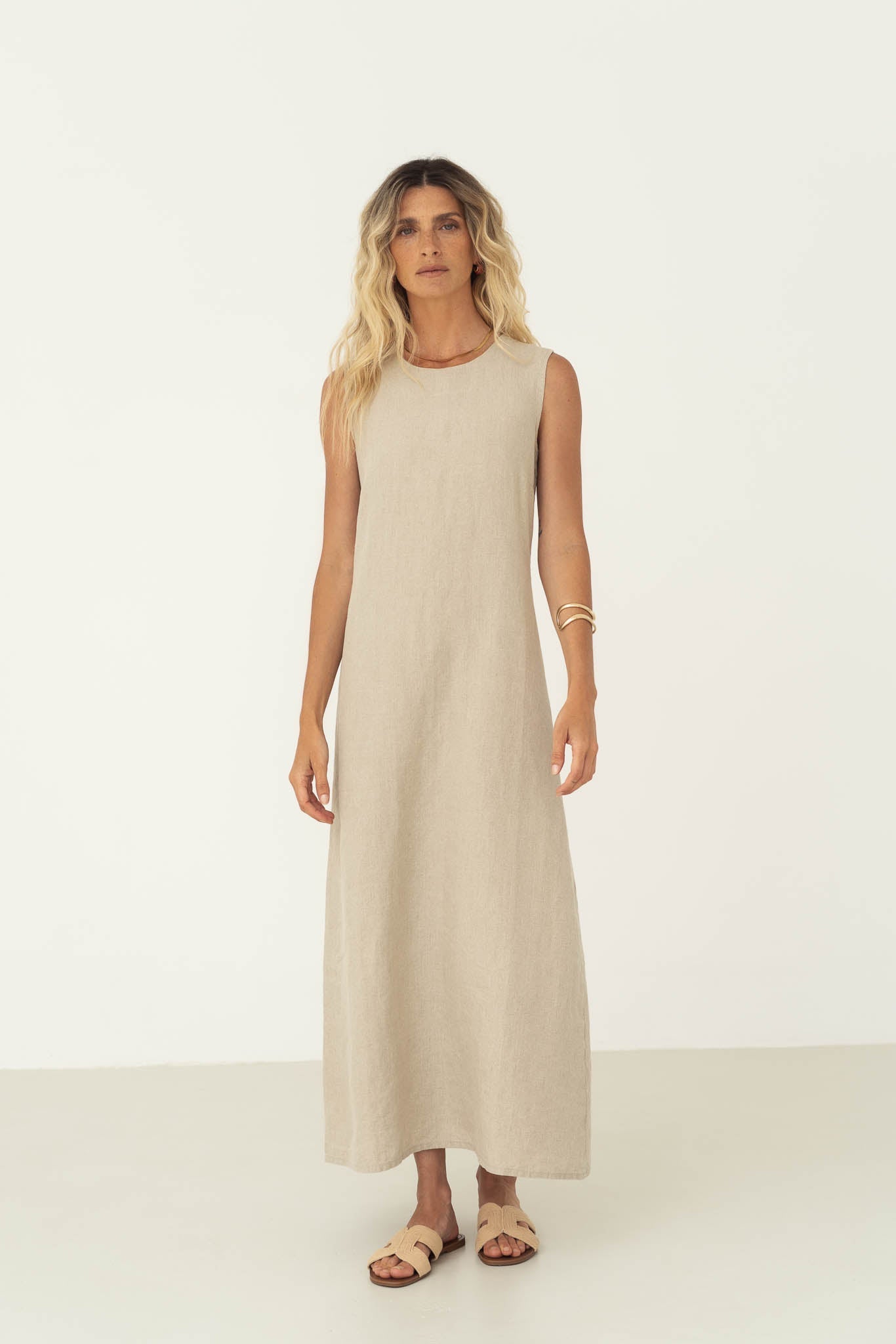 Leonie Beige Linen Dress - Näz - Sustainable Fashion Made in Portugal