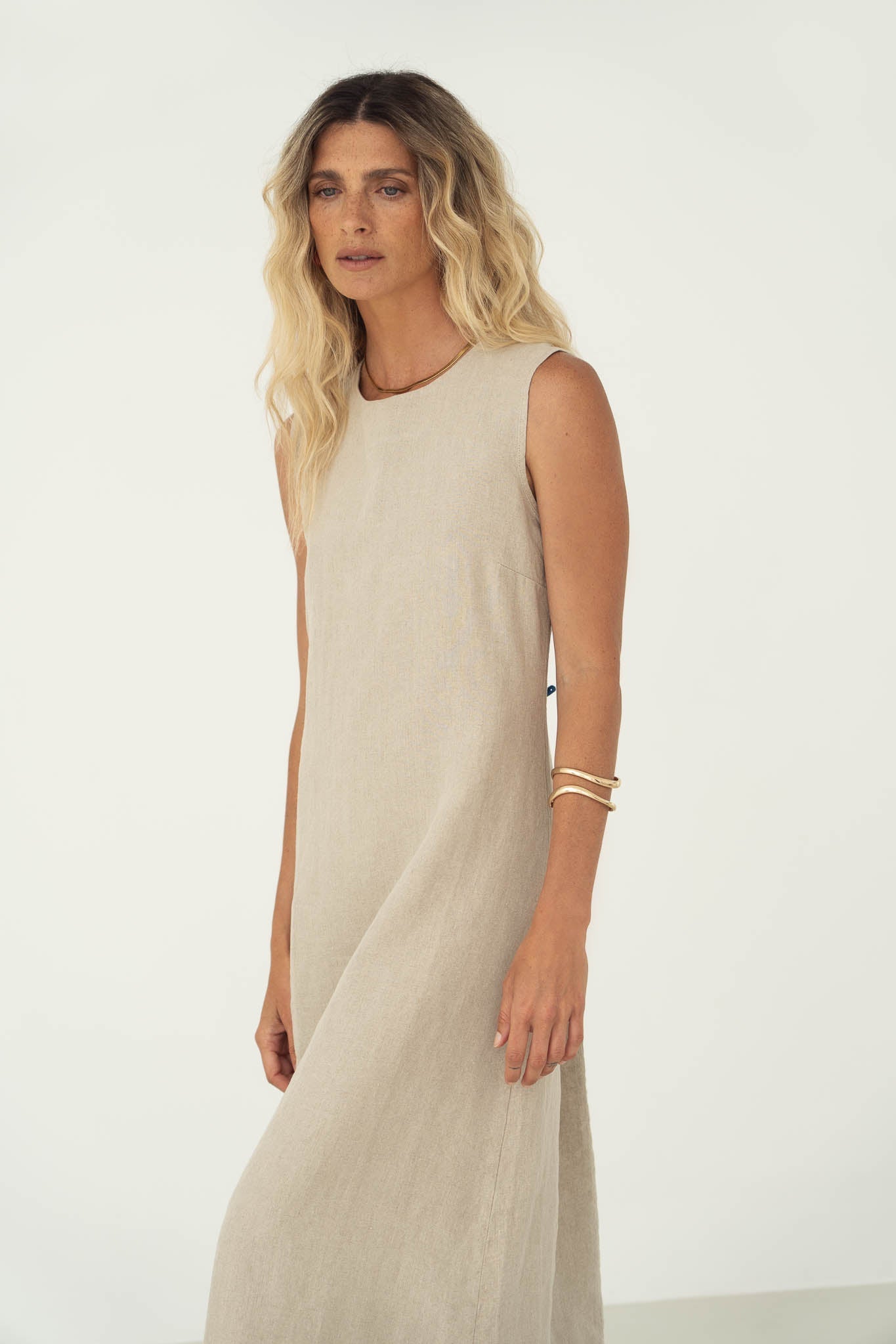 Leonie Beige Linen Dress - Näz - Sustainable Fashion Made in Portugal