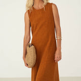 Leonie Brown Linen Dress - Näz - Sustainable Fashion Made in Portugal