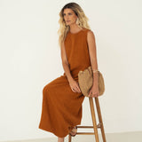 Leonie Brown Linen Dress - Näz - Sustainable Fashion Made in Portugal