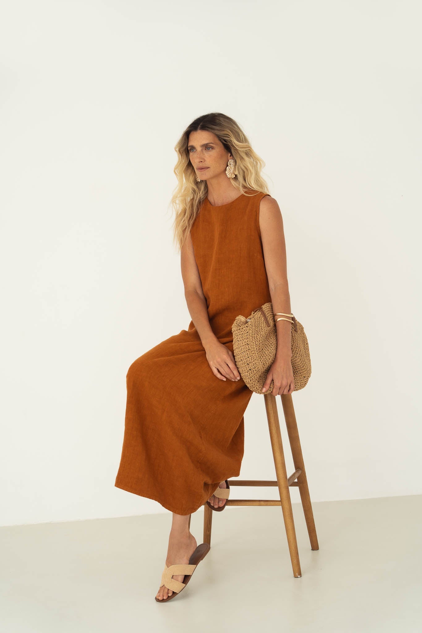 Leonie Brown Linen Dress - Näz - Sustainable Fashion Made in Portugal