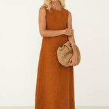 Leonie Brown Linen Dress - Näz - Sustainable Fashion Made in Portugal