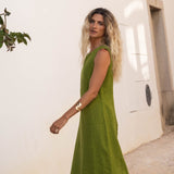Leonie Green Linen Dress - Näz - Sustainable Fashion Made in Portugal