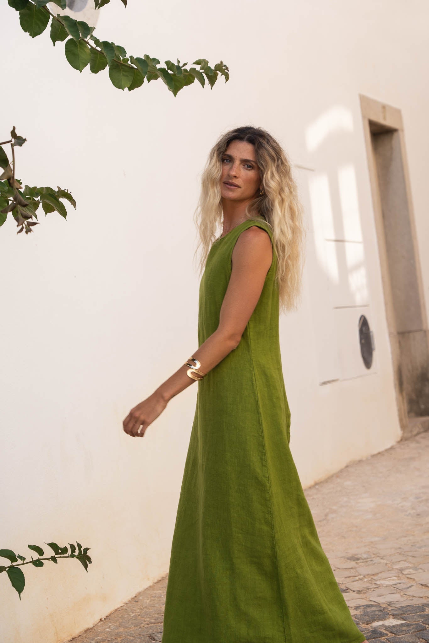 Leonie Green Linen Dress - Näz - Sustainable Fashion Made in Portugal