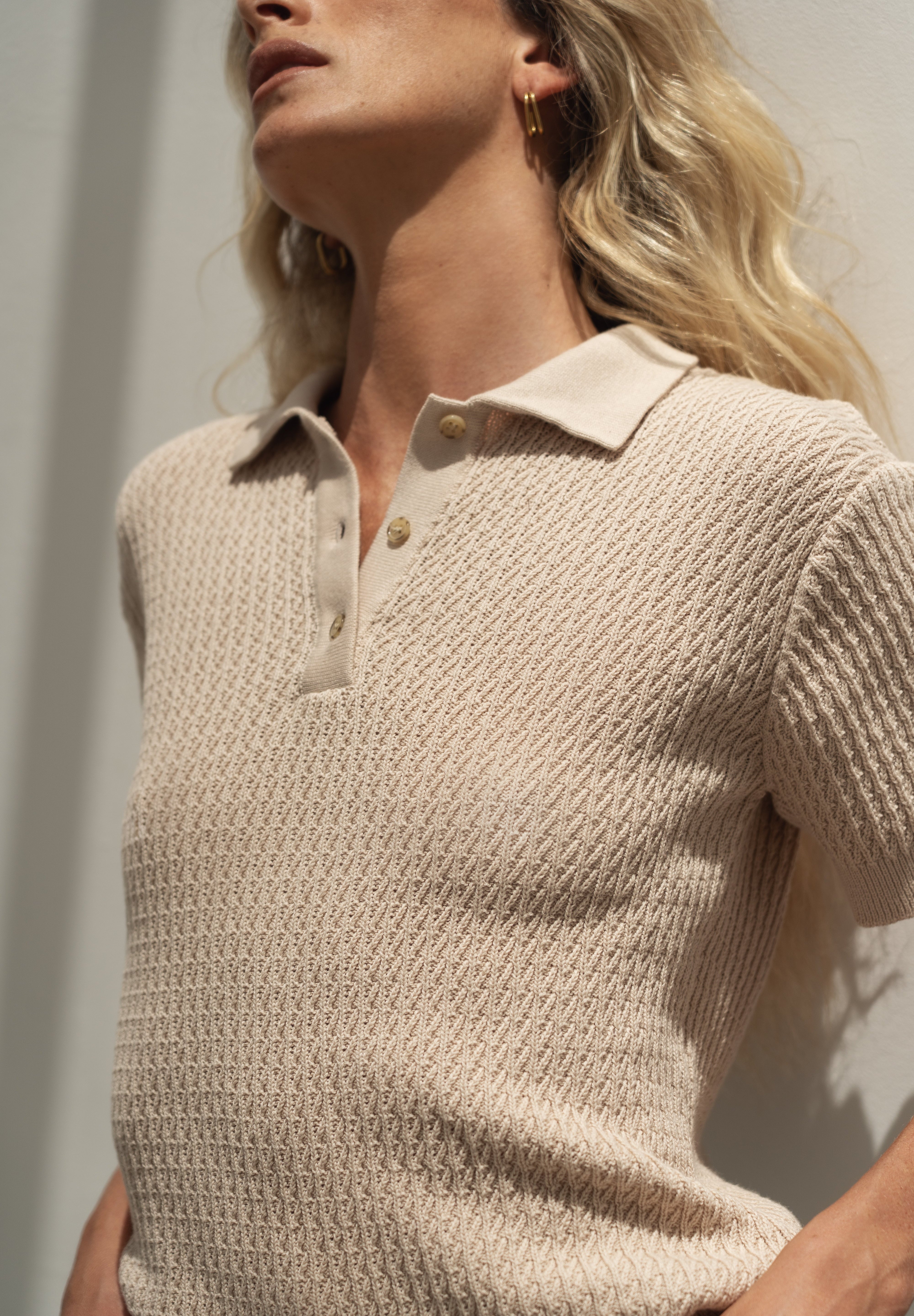 Lilly Beige Cotton Polo - Näz - Sustainable Fashion Made in Portugal