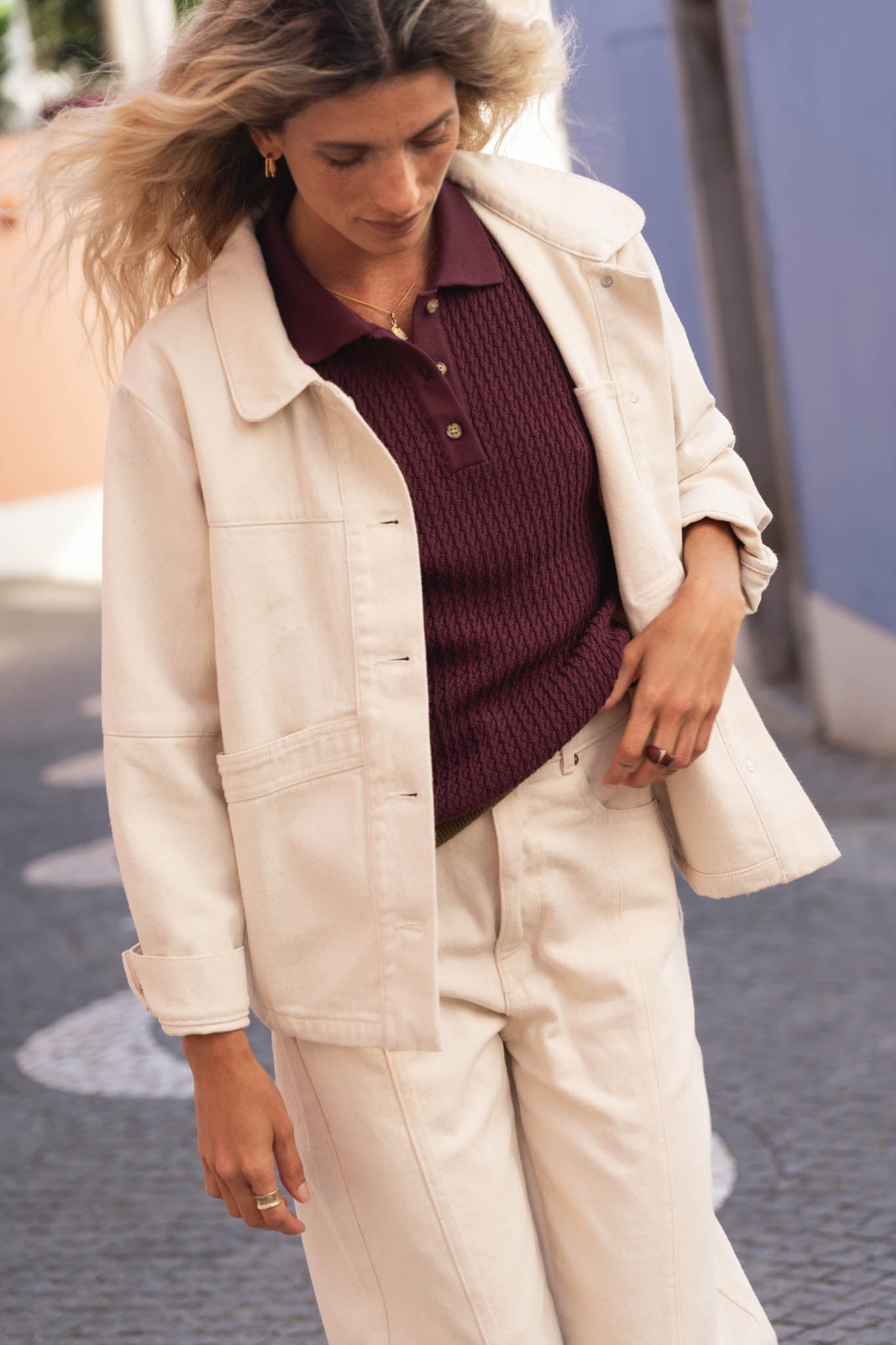 Lilly Eggplant Cotton Polo - Näz - Sustainable Fashion Made in Portugal