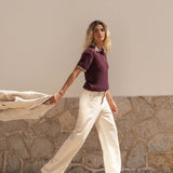 Lilly Eggplant Cotton Polo - Näz - Sustainable Fashion Made in Portugal