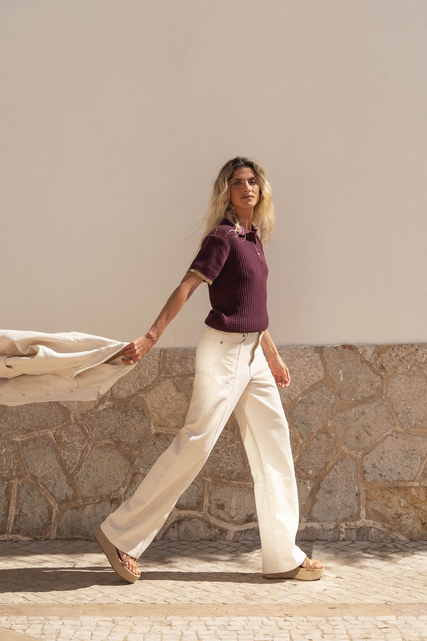 Lilly Eggplant Cotton Polo - Näz - Sustainable Fashion Made in Portugal