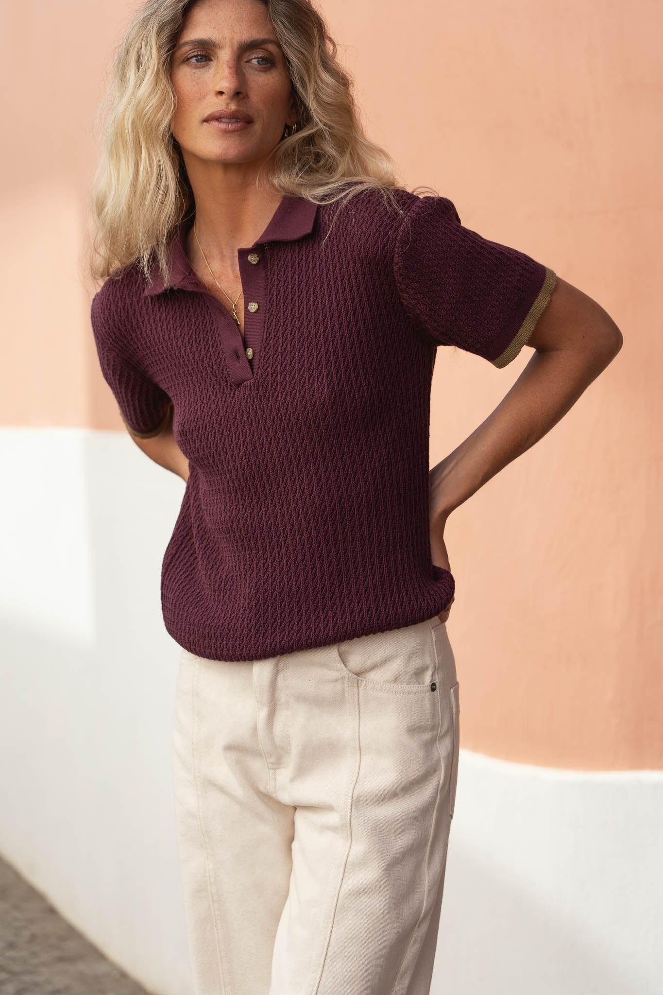Lilly Eggplant Cotton Polo - Näz - Sustainable Fashion Made in Portugal