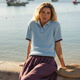 Lilly Light Blue Cotton Polo - Näz - Sustainable Fashion Made in Portugal