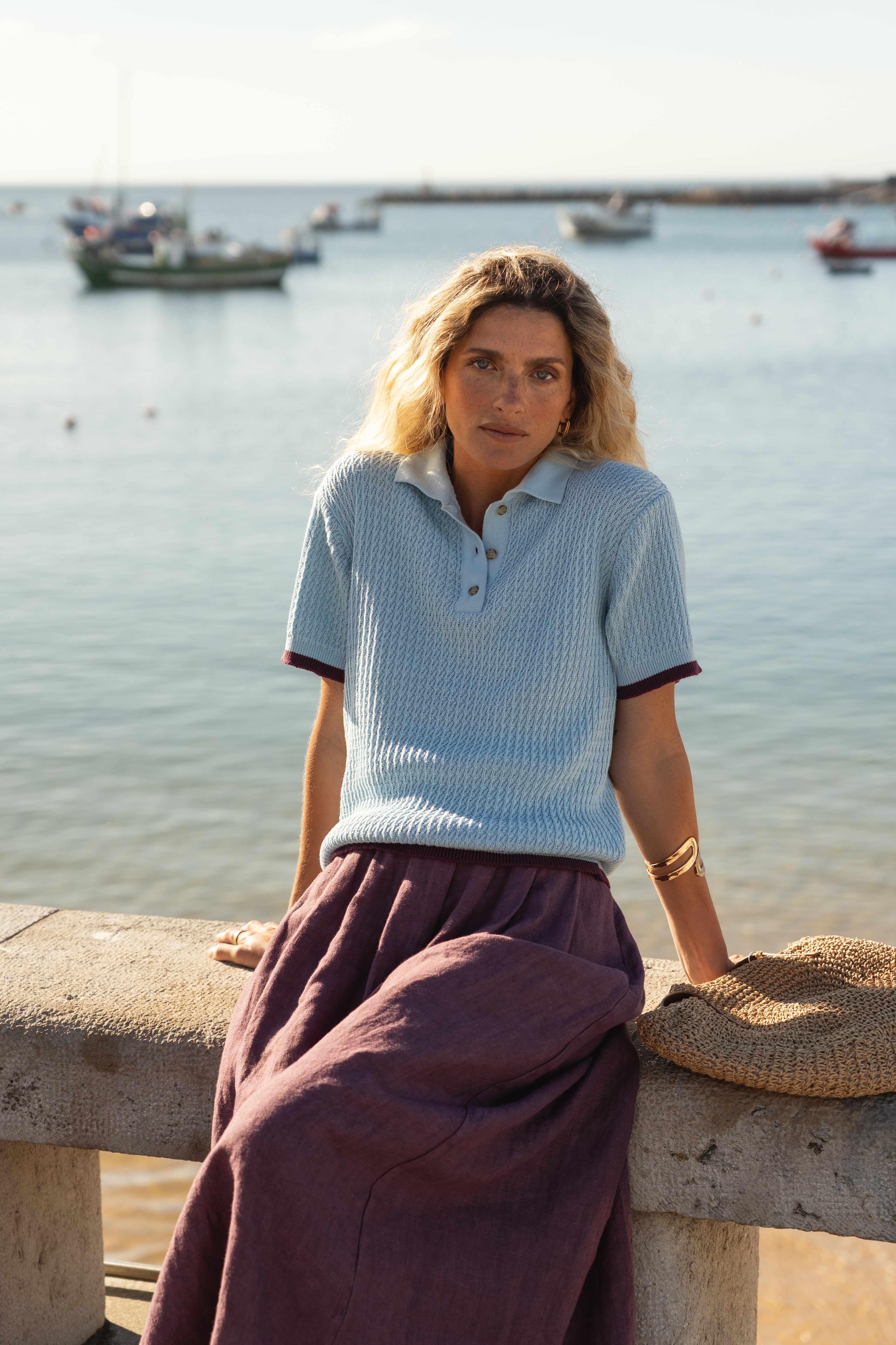 Lilly Light Blue Cotton Polo - Näz - Sustainable Fashion Made in Portugal