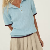 Lilly Light Blue Cotton Polo - Näz - Sustainable Fashion Made in Portugal