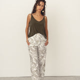 Naz women's printed linen high-waisted tailored pants. 