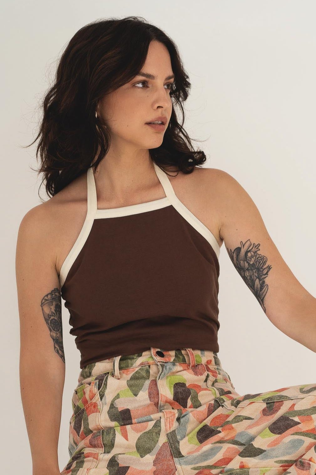 Brown Women's Organic Cotton Sleveless Top
