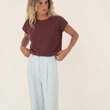 Lucia Brown Linen Knit T-shirt - Näz - Sustainable Fashion Made in Portugal