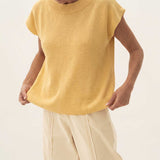 Lucia Yellow Linen Knit T-shirt - Näz - Sustainable Fashion Made in Portugal