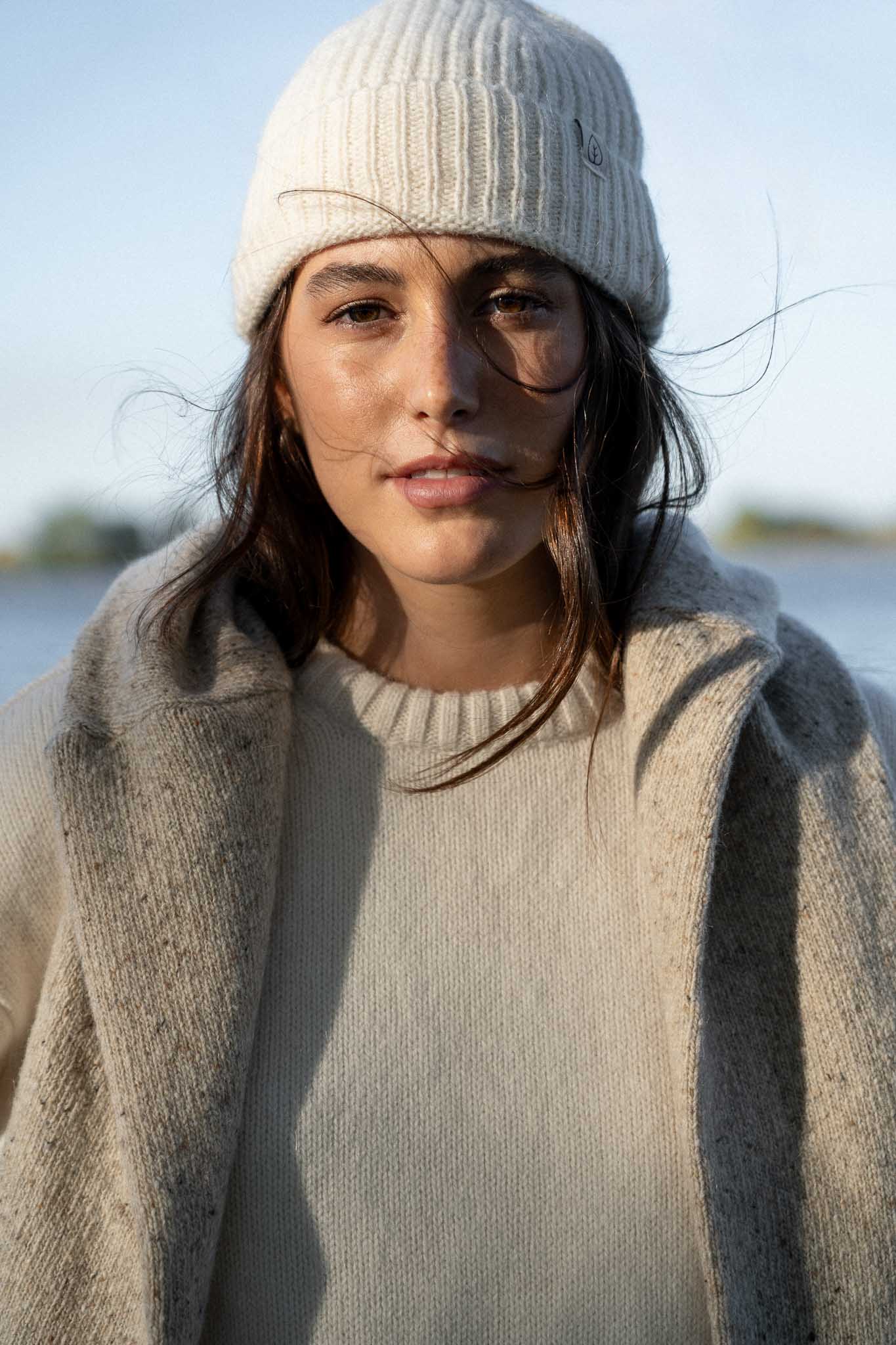 Lucie Alpaca Beanie White - Näz-Sustainable Fashion Made in Portugal