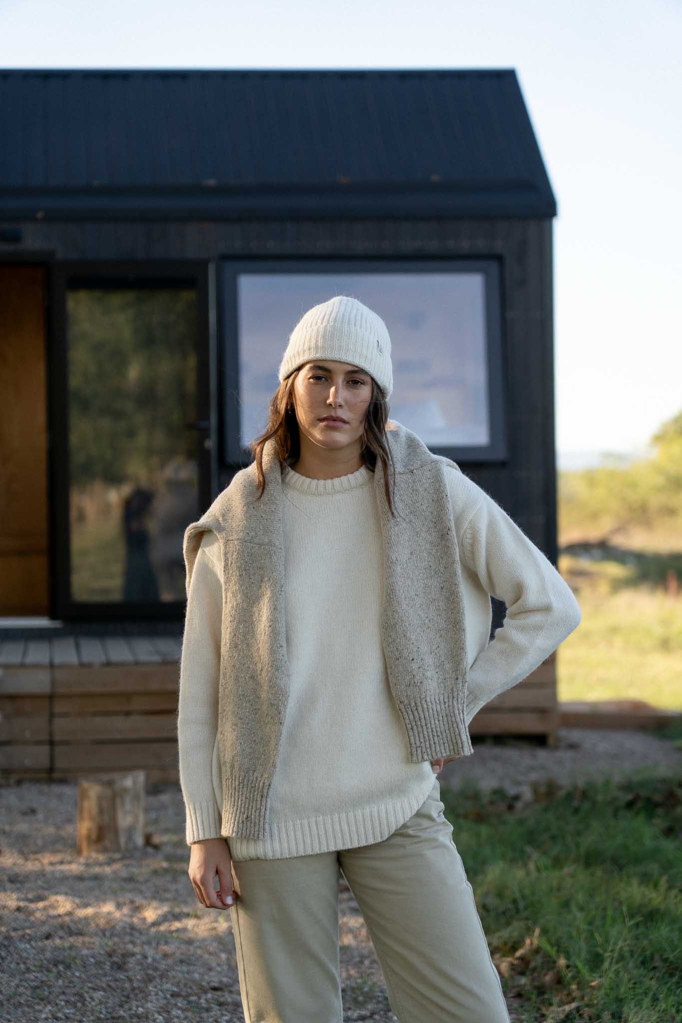 Lucie Alpaca Beanie White - Näz-Sustainable Fashion Made in Portugal