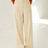 Mara Beige Frilled Trousers - Näz - Sustainable Fashion Made in Portugal