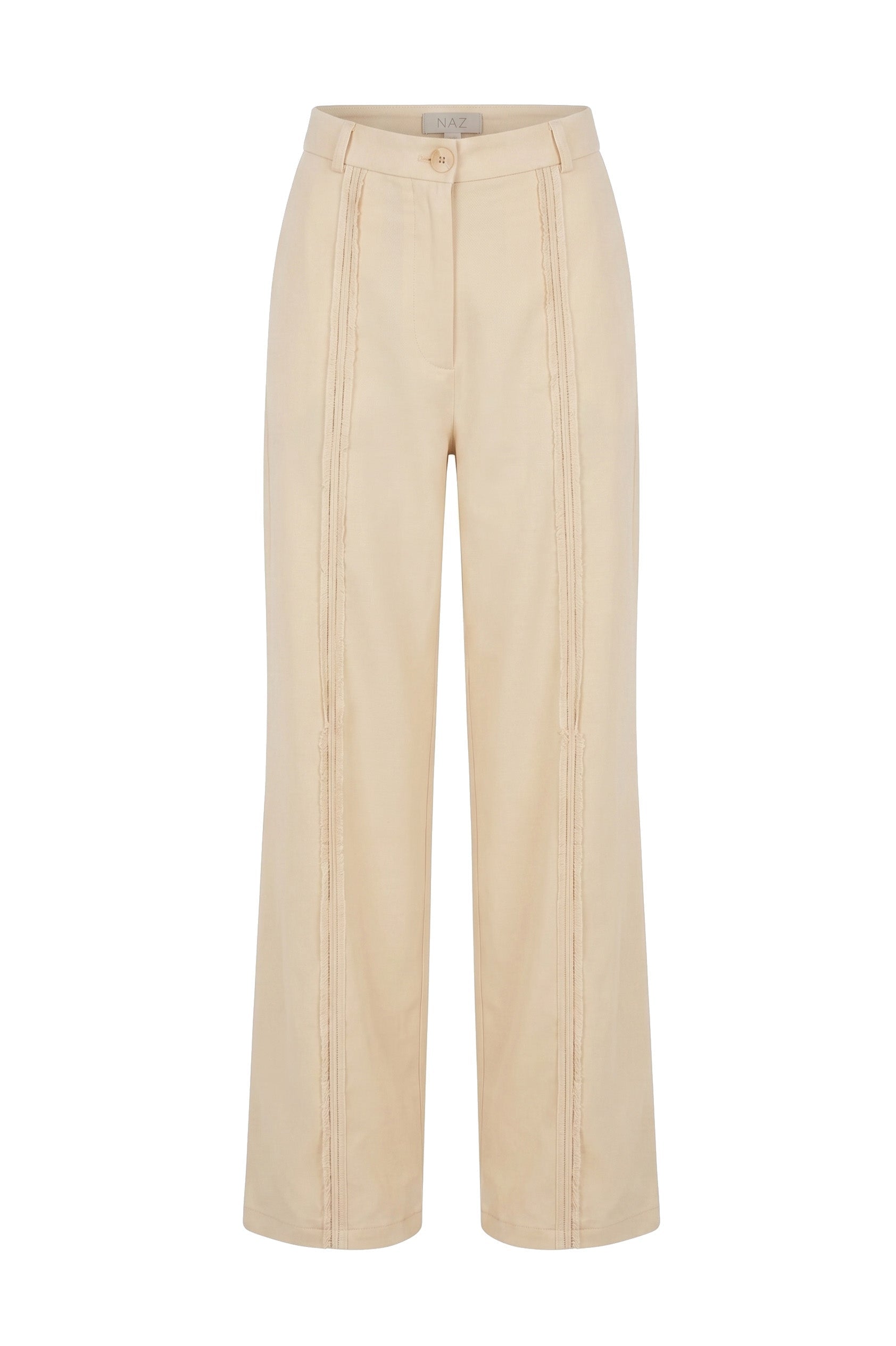 Mara Beige Frilled Trousers - Näz - Sustainable Fashion Made in Portugal