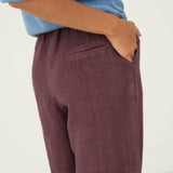 Mara Eggplant Linen Trousers - Näz - Sustainable Fashion Made in Portugal