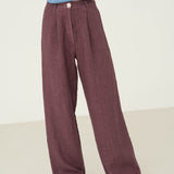 Mara Eggplant Linen Trousers - Näz - Sustainable Fashion Made in Portugal