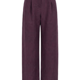 Mara Eggplant Linen Trousers - Näz - Sustainable Fashion Made in Portugal