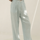 Mara Light Blue Linen Trousers - Näz - Sustainable Fashion Made in Portugal