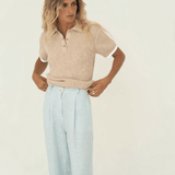 Mara Light Blue Linen Trousers - Näz - Sustainable Fashion Made in Portugal