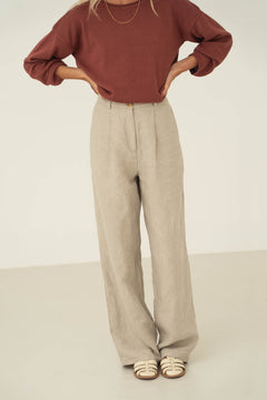 Mara Natural Linen Trousers - Näz - Sustainable Fashion Made in Portugal