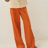Mara Orange Frilled Trousers - Näz - Sustainable Fashion Made in Portugal
