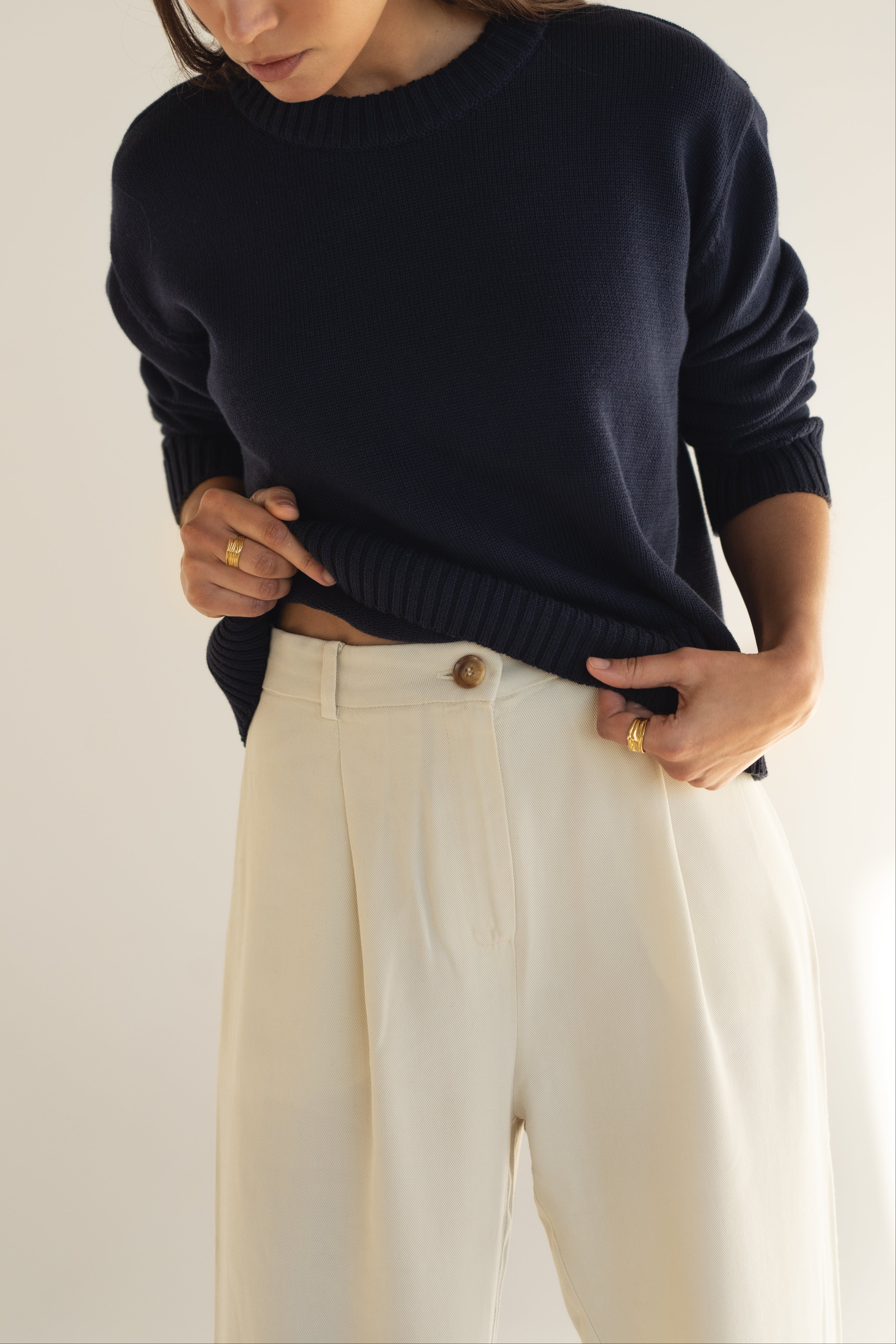 Mara White Tencel Trousers - Näz - Sustainable Fashion Made in Portugal