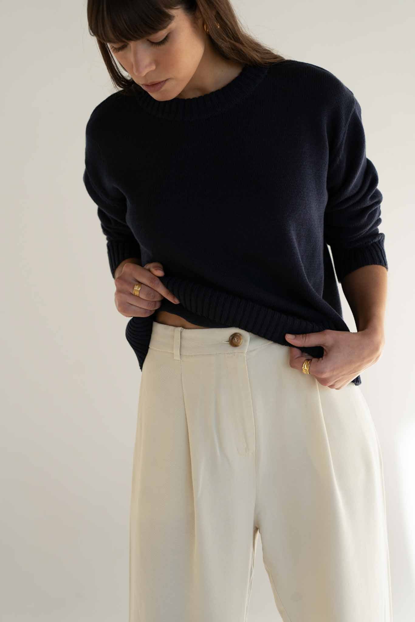 Mara White Tencel Trousers - Näz - Sustainable Fashion Made in Portugal