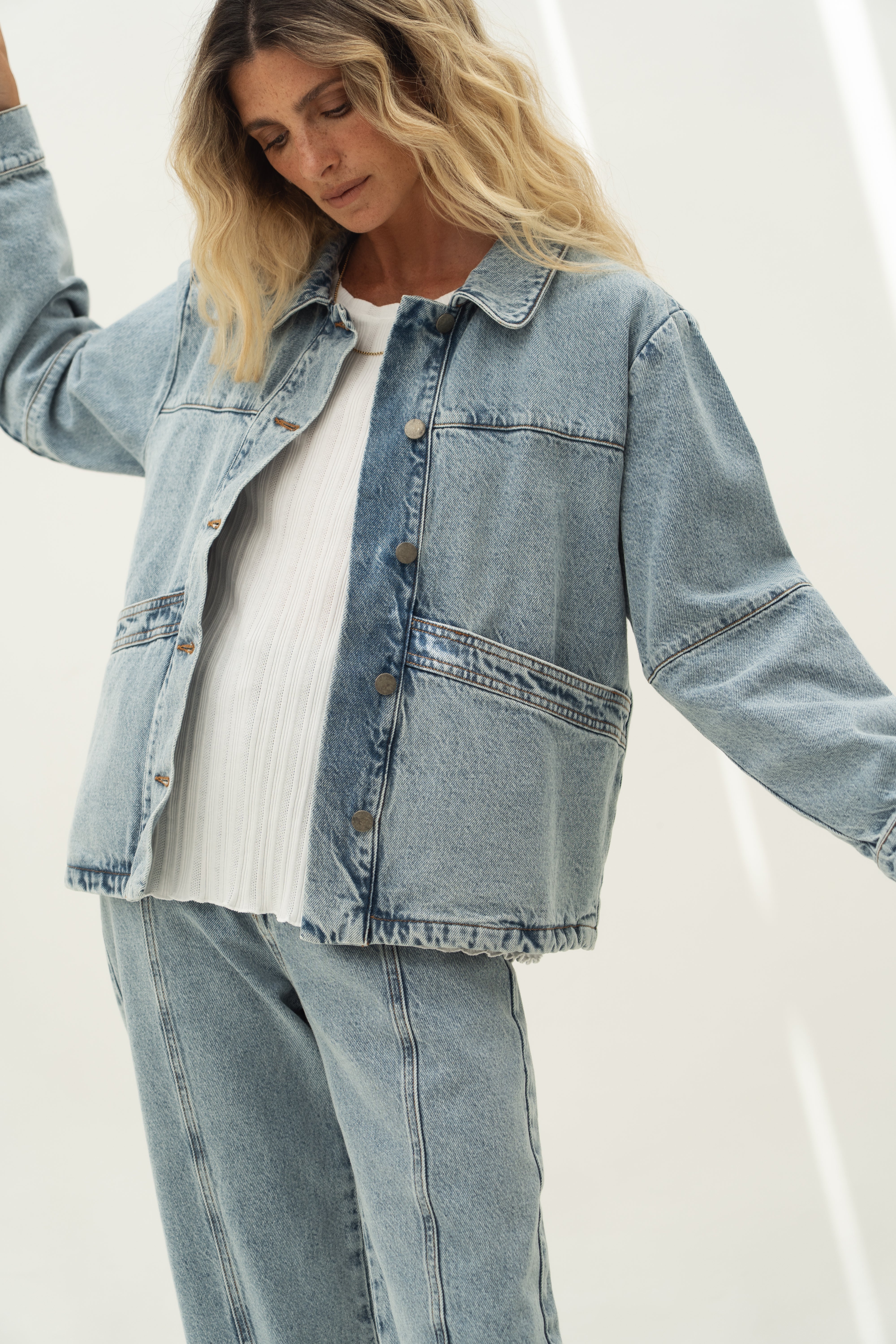 Organic Cotton Jacket in Light Stonewashed Denim