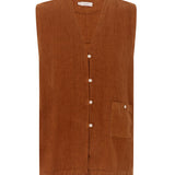 Mila Brown Linen Vest - Näz - Sustainable Fashion Made in Portugal
