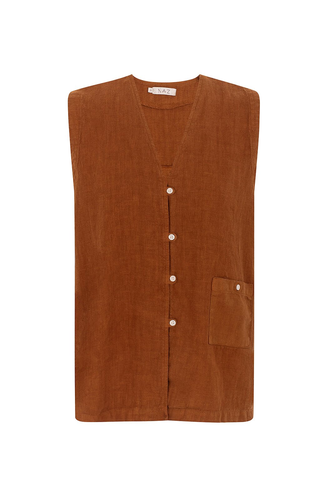 Mila Brown Linen Vest - Näz - Sustainable Fashion Made in Portugal