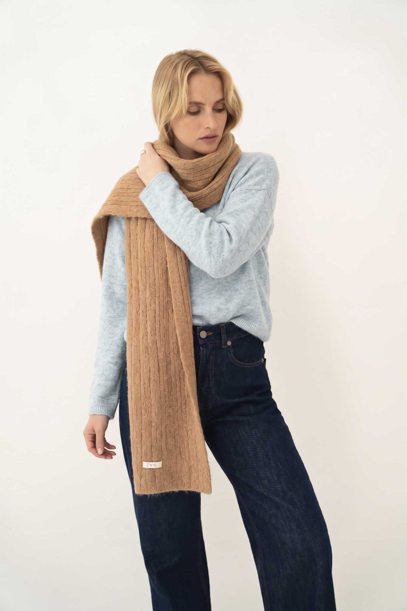 Mila Camel Alpaca Scarf - Näz-Sustainable Fashion Made in Portugal