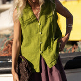 Mila Green Linen Vest - Näz - Sustainable Fashion Made in Portugal