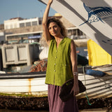 Mila Green Linen Vest - Näz - Sustainable Fashion Made in Portugal