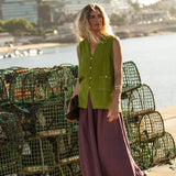 Mila Green Linen Vest - Näz - Sustainable Fashion Made in Portugal