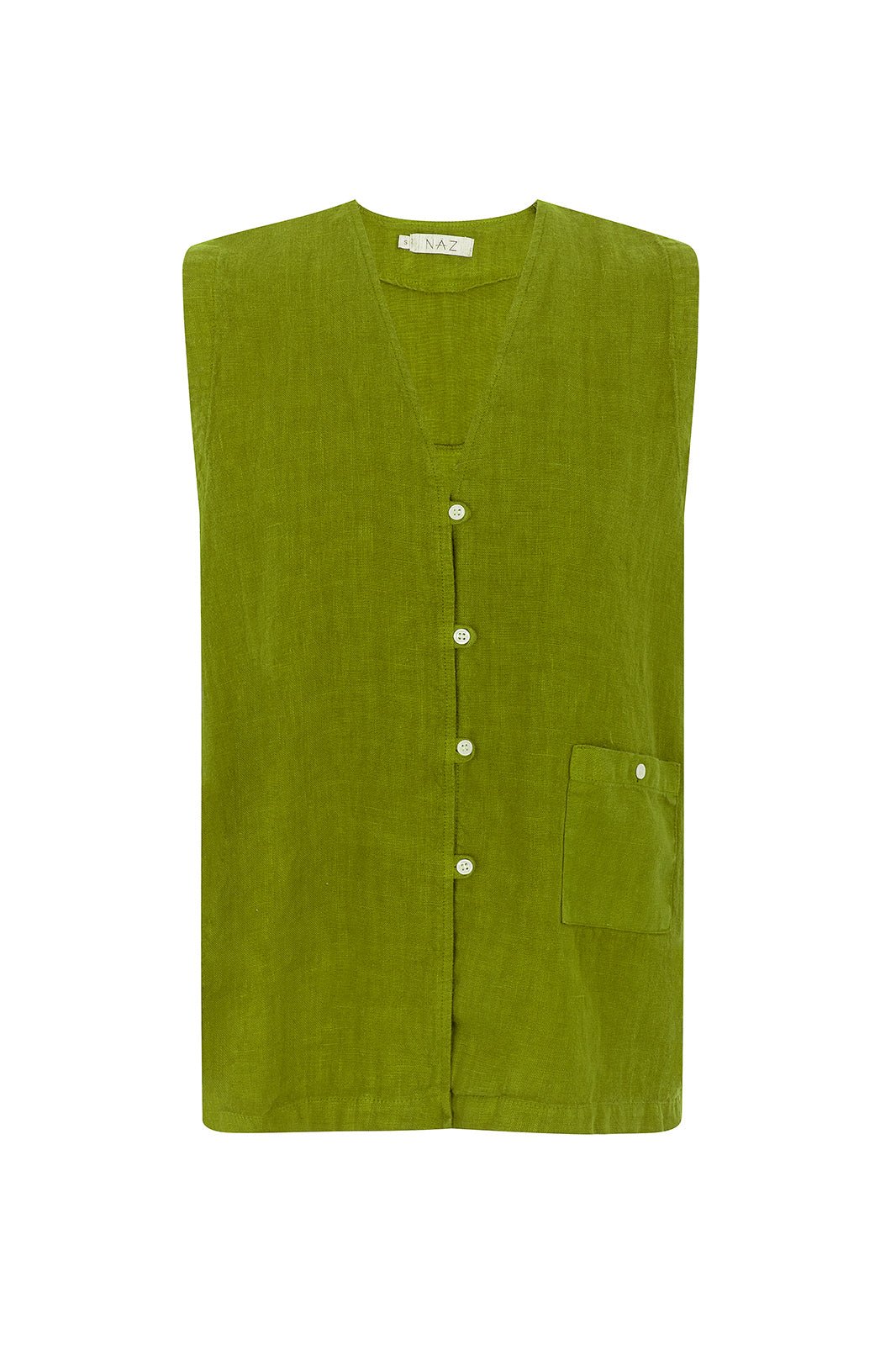 Mila Green Linen Vest - Näz - Sustainable Fashion Made in Portugal