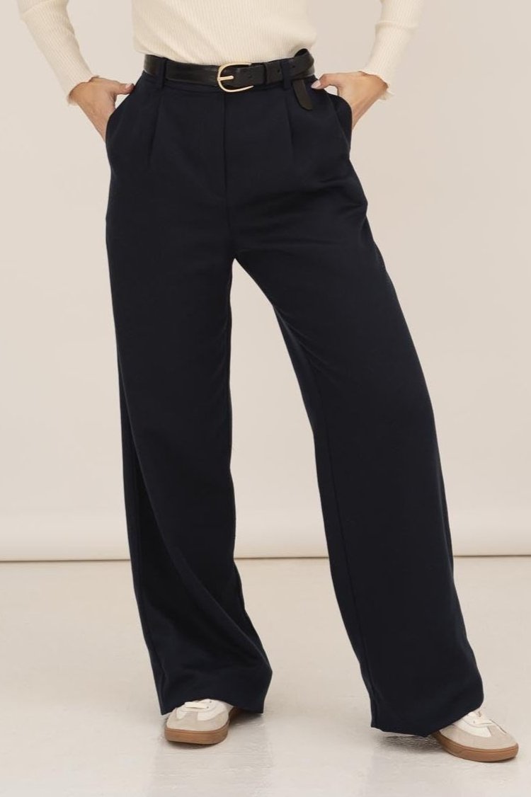 NAZ Mara Trousers in Navy. Made with 100% Tencel. Produced ethically in Portugal.